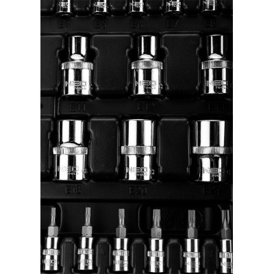 Набір інструментів Neo Tools 110шт, 1/2&quot;, 1/4&quot;, CrV, кейс (10-066)