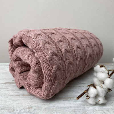 Плед Прованс Глорія 190х220 коси Попелясто-рожевий (14600)