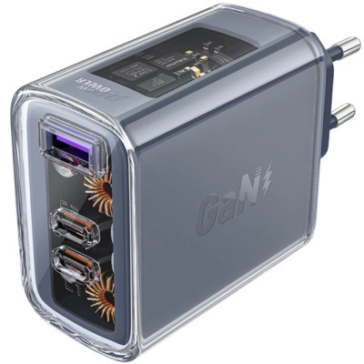 Зарядний пристрій Acefast 3xUSB 65W (2xUSB-C+USB-A) Gan A45 Fast Charger Mountain mist (6974316282099)