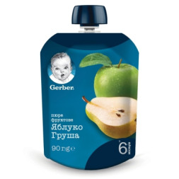 Дитяче пюре Gerber Pouch Яблуко і груша, 90 г (7613036345507)