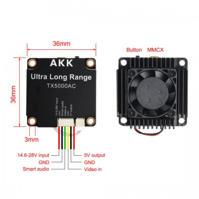 Відеопередавач (VTX) AKK Ultra Long Range 5W 4.9G-6G 96CH (TX5000AC)