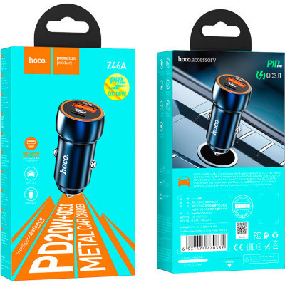 Зарядний пристрій HOCO Z46A USB-A/Type-C Sapphire Blue (6931474770349)