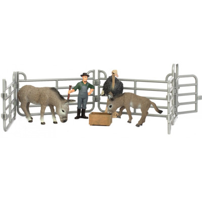 Фігурка Kids Team набір Ферма фермер, страус, віслюк, ослик, ослятко (Q9899-X20_3)