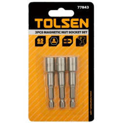 Головка магнітна Tolsen 8 мм 1/4&quot;х65 мм 3 шт (77843)