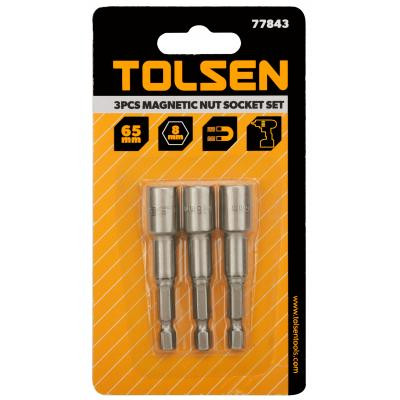 Головка магнітна Tolsen 8 мм 1/4&quot;х65 мм 3 шт (77843)