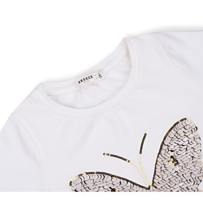 Футболка дитяча Breeze з метеликом з паєток (11055-140G-cream)