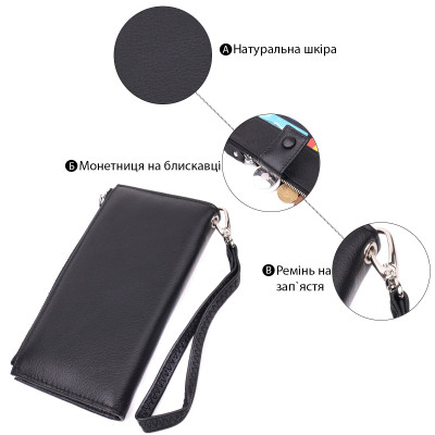 Гаманець ST Leather З натуральної шкіри Чорний (22537)