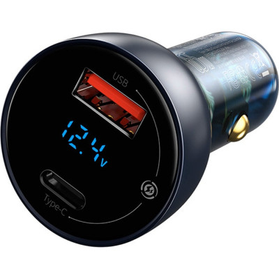 Зарядний пристрій Baseus Particular Digital Display QC+PPS Car Charger 65W Cable(Type-C toType-C100W 1m) USB-A/Type-C Dar (TZCCKX-0G)