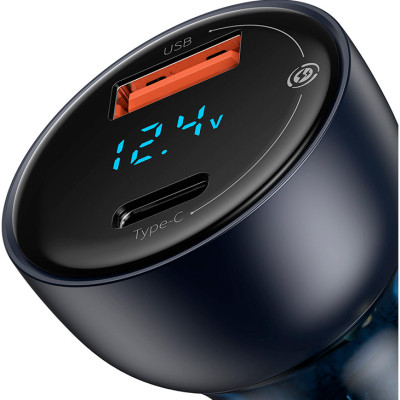 Зарядний пристрій Baseus Particular Digital Display QC+PPS Car Charger 65W Cable(Type-C toType-C100W 1m) USB-A/Type-C Dar (TZCCKX-0G)