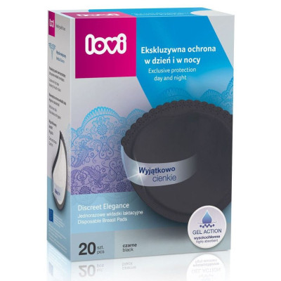 Вкладиш для бюстгальтера Lovi Discreet Elegance лактаційні прокладки 20 шт. чорні (19/611)