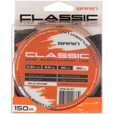 Волосінь Brain Classic Carp Line (solid orange) 150m 0.30mm 20lb 8.8kg (1858.80.87)