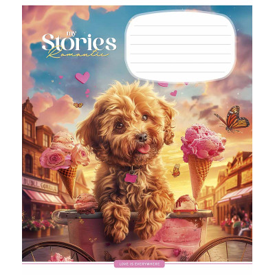 Зошит Школярик Romantic stories 12 аркушів коса лінія (012-3464C)
