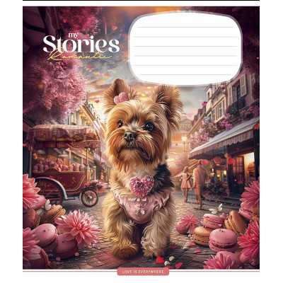Зошит Школярик Romantic stories 12 аркушів коса лінія (012-3464C)