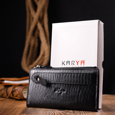 Гаманець Karya З натуральної шкіри Чорний (21129)