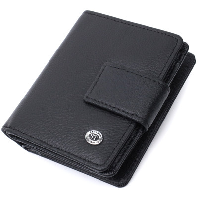Гаманець ST Leather З монетницею та блоком для пропусків з натуральної шкіри Чорний (22713)