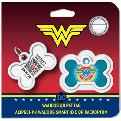 Адресник для тварин WAUDOG Smart ID з QR паспортом &quot;Чудо жінка 1&quot;, кістка 40х28 мм (0640-1012)