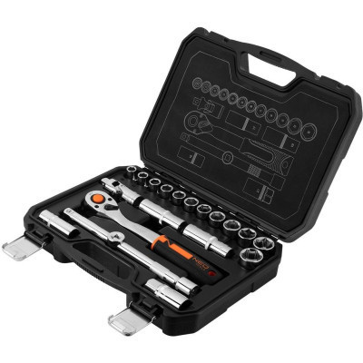 Набір головок Neo Tools 20шт, 1/2&quot;, тріскачка 90 зубців, CrV, кейс (10-032N)