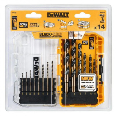 Набір свердл DeWALT по металу Black&amp;Gold HSS-G, 14 шт, кейс Tough Case (DT70727)