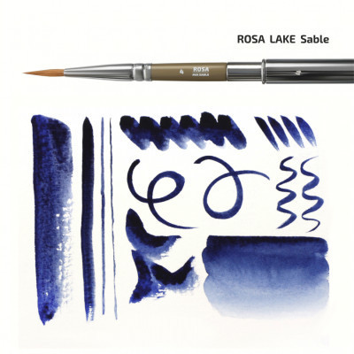 Пензлик для малювання Rosa Мікс соболь/синтетика круглий, TRAVEL BRUSH, LAKE 178, № 6 (4823098516774)