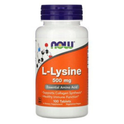 Амінокислота Now Foods L-Лізин, L-Lysin, 500 мг, 100 таблеток (NF0100)