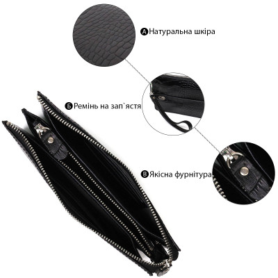 Сумка Bond Accessories На два відділення з натуральної шкіри Чорна (22044)