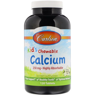 Мінерали Carlson Жувальний Кальцій для Дітей, фруктовий смак, Kid&#039;s Chewable (CAR-05084)