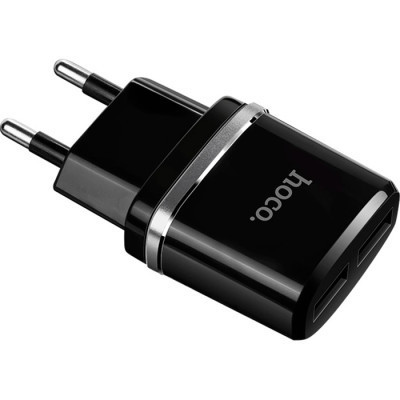 Зарядний пристрій HOCO C12 Smart dual USB charger Black (6957531063094)