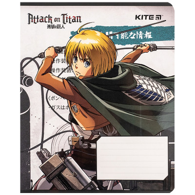 Зошит Kite Attack on Titan, 12 аркушів, клітинка (AT24-232)