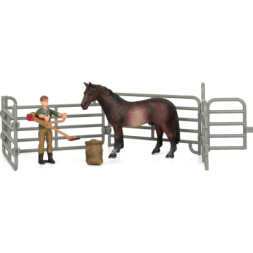 Фігурка Kids Team набір Ферма фермер, темно-гнеда кінь (Q9899-X3_2)