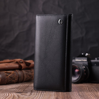 Гаманець ST Leather З натуральної шкіри Чорний (22513)