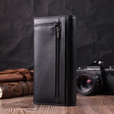 Гаманець ST Leather З натуральної шкіри Чорний (22513)