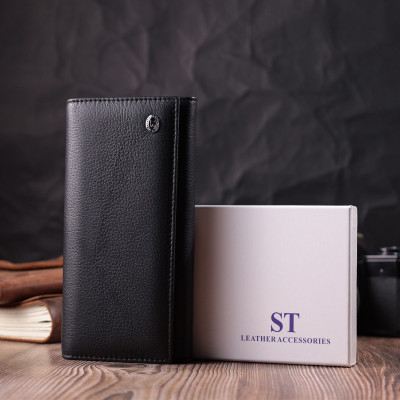 Гаманець ST Leather З натуральної шкіри Чорний (22513)