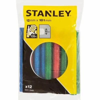 Клейові стержні Stanley d=11,3 мм, L= 100 мм, низкотемпературный, три цвета, 12 шт (STHT1-70436)