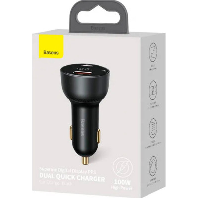Зарядний пристрій Baseus Superme Digital Display PPS USB-A/Type-C Black (CCZX-01)