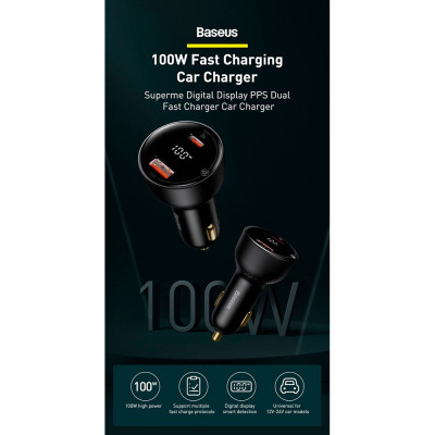 Зарядний пристрій Baseus Superme Digital Display PPS USB-A/Type-C Black (CCZX-01)