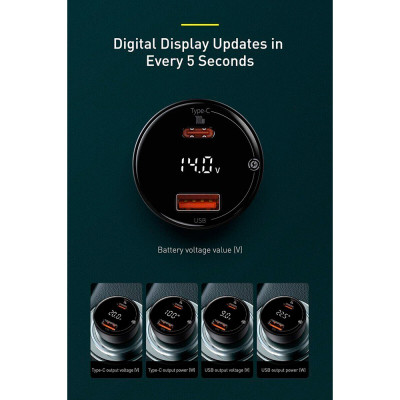 Зарядний пристрій Baseus Superme Digital Display PPS USB-A/Type-C Black (CCZX-01)