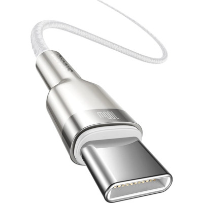 Дата кабель USB-C to USB-C 2.0 mCafule Metal PD 100W white Baseus (CATJK-D02)