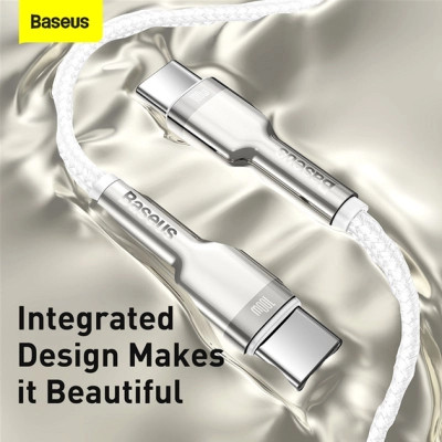 Дата кабель USB-C to USB-C 2.0 mCafule Metal PD 100W white Baseus (CATJK-D02)