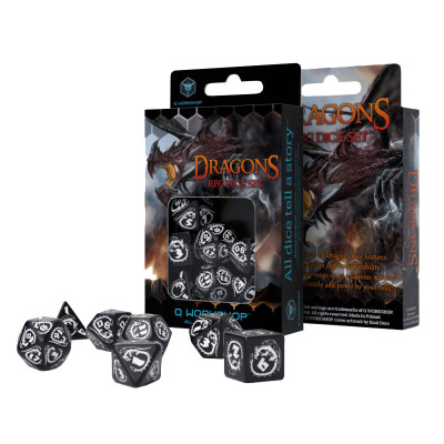 Набір кубиків для настільних ігор Q-Workshop Dragons Black white Dice Set (7 шт) (SDRA05)