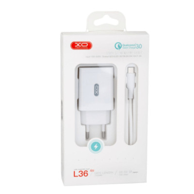 Зарядний пристрій XO QC 3.0 L36 18W/1USB + Type-C White (XO-L36-TC)