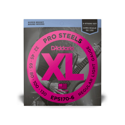Струни для гітари D&#039;Addario ProSteels Bass Light 6-String (32-130) (EPS170-6)