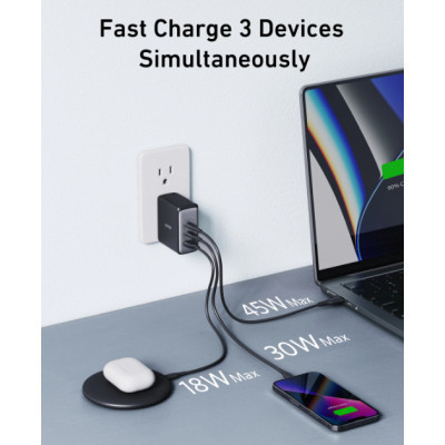 Зарядний пристрій Anker PowerPort 736 Nano II - 100W 2xUSB-C PD 1xPIQ GaN Black (A2145G11)