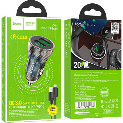 Зарядний пристрій HOCO Z47 Transparent Discovery Edition 2xUSB Black (6931474782236)