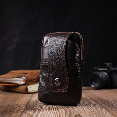 Сумка Vintage На пояс на одне відділення Коричнева (22246)