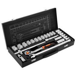 Набір головок Neo Tools 25шт, 1/2&quot;, CrV, металевий кейс (10-036)