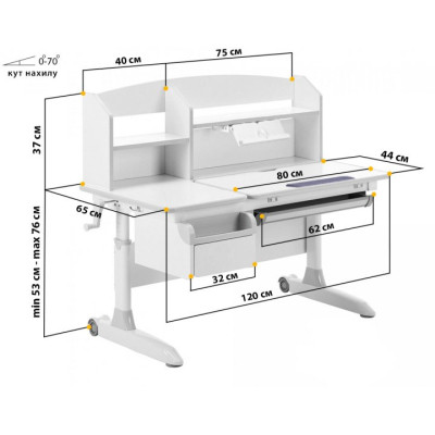 Парта ErgoKids Romana W Multicolor (Evo-70 W/MC)