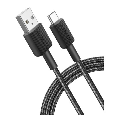 Дата кабель USB 2.0 AM to USB-C 1.8m nylon 322 black Anker (A81H6G11)