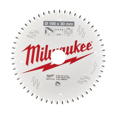 Диск пильний Milwaukee пиляльний PFTE 190х30х2,4мм, 54 зуб. (4932471303)