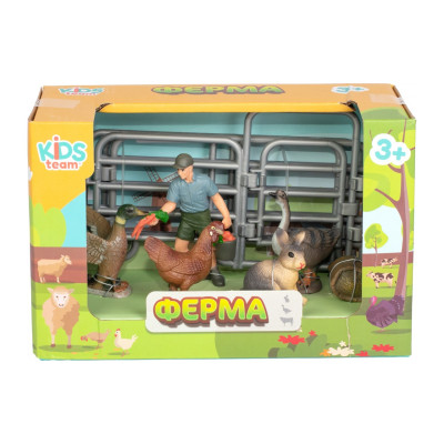 Фігурка Kids Team набір Ферма фермер, качка, гуска, курка, кролик (Q9899-X14_2)