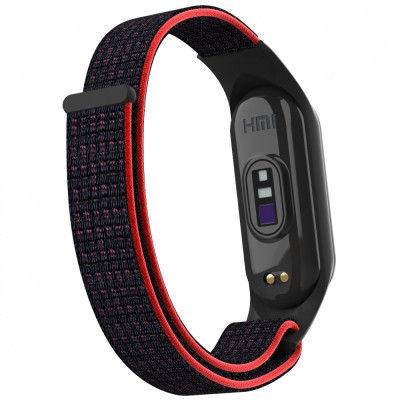 Ремінець до фітнес браслета Armorstandart нейлоновий для Xiaomi Mi Band 7/6/5/4 Black/Red (ARM67843)